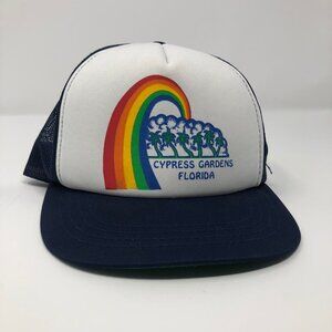 Vintage Cypress Gardens Florida Rainbow Palm Tree Trucker‎ Hat